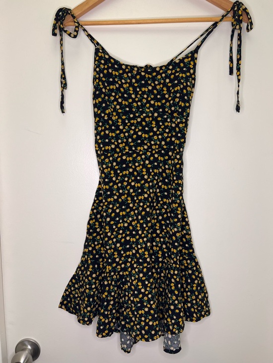 wild fable Dresses & Skirts - Lemon Print Tie Strap Mini Dress Small Open Back Summer Dress Cottagecore